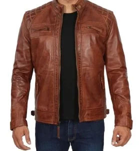 Product-Stylish brown leather jacket